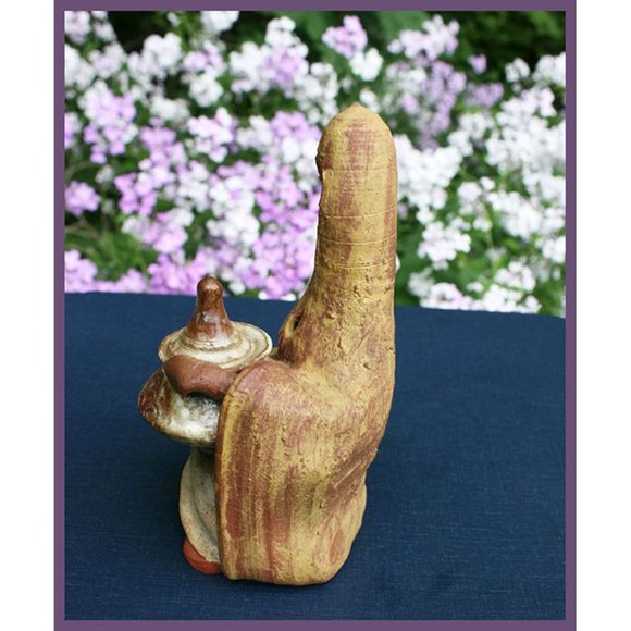 vintage David Kalderon clay statue woman holding pot - Israel - Picture 5 of 6